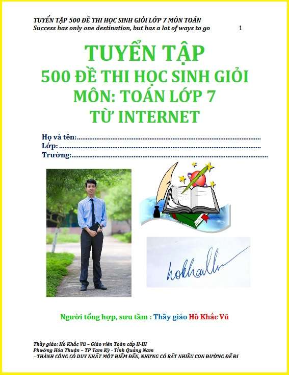 Tuyển Tập 500 Đề Thi Học Sinh Giỏi Toán 7